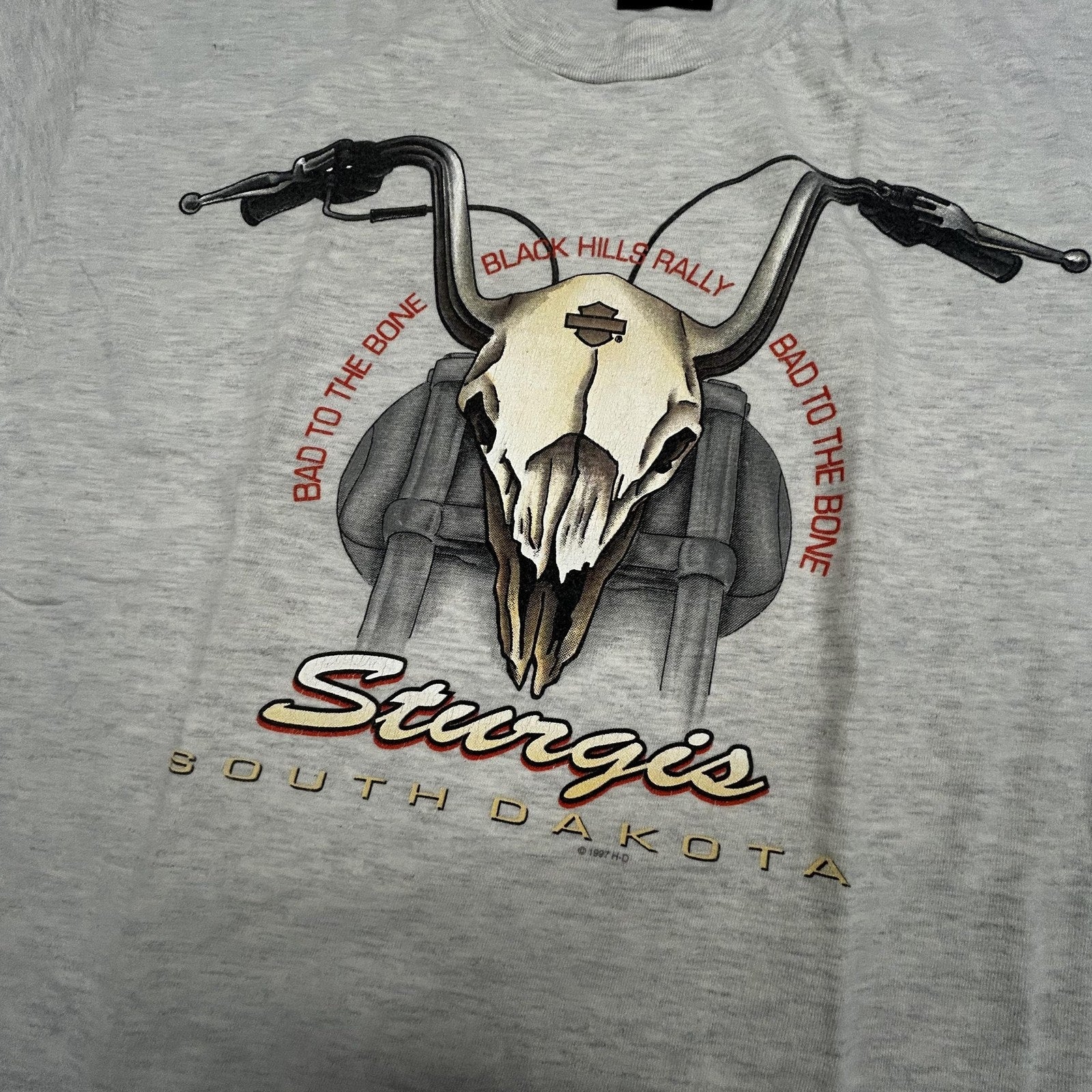 Vintage Harley Davidson Shirt Mens Large Gray Sturgis Eagle Skull 1997 90s USA