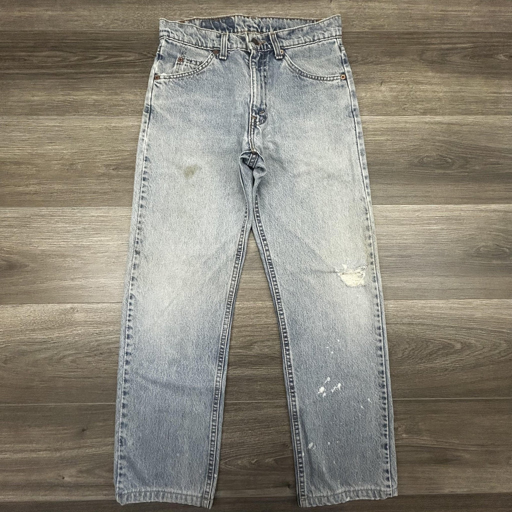 Vintage Levi's 505 Jeans Mens 30x28 Light Wash Straight Leg Orange Tab USA 90s