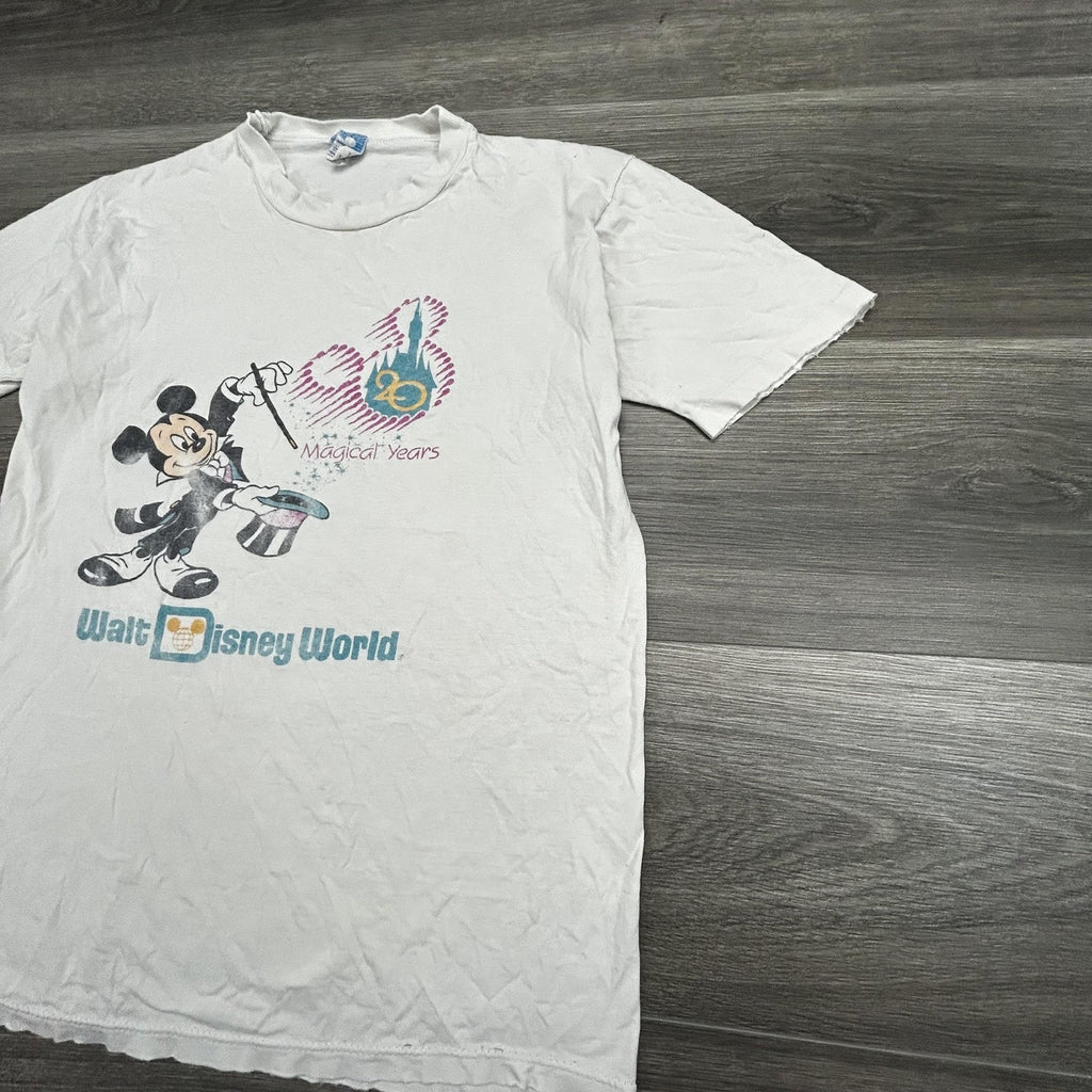 Vintage 80s Disney Mickey Mouse Shirt Mens Medium White 20 Magical Years USA