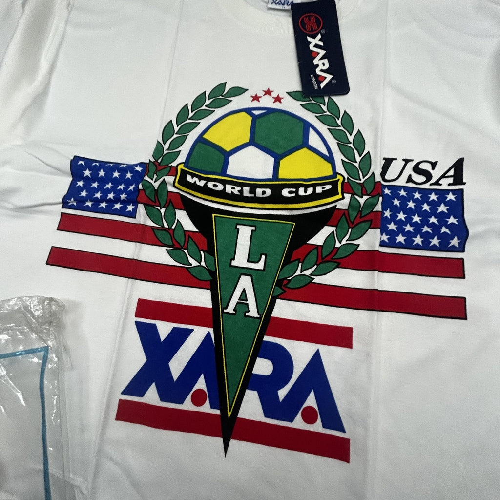 Vintage World Cup Shirt Mens Large White Team USA Los Angeles Xara Soccer 90s