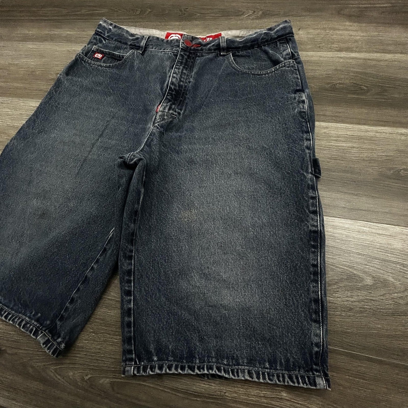 Ecko Cargo Shorts Mens 38 Blue Dark Wash Relaxed Baggy Fit 14" Inseam Y2K