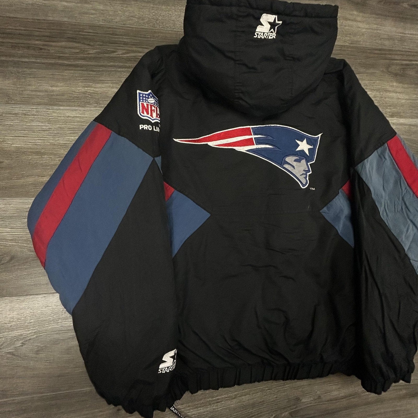 Vintage Starter New England Patriots Jacket Mens XL Black NFL Football 90s RARE
