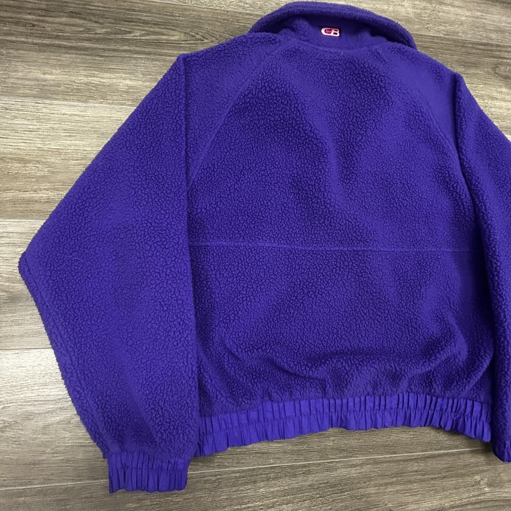 Vintage 90s Ski Bomber Jacket Mens Large Purple Fleece Full Zip Deep Pile Sherpa