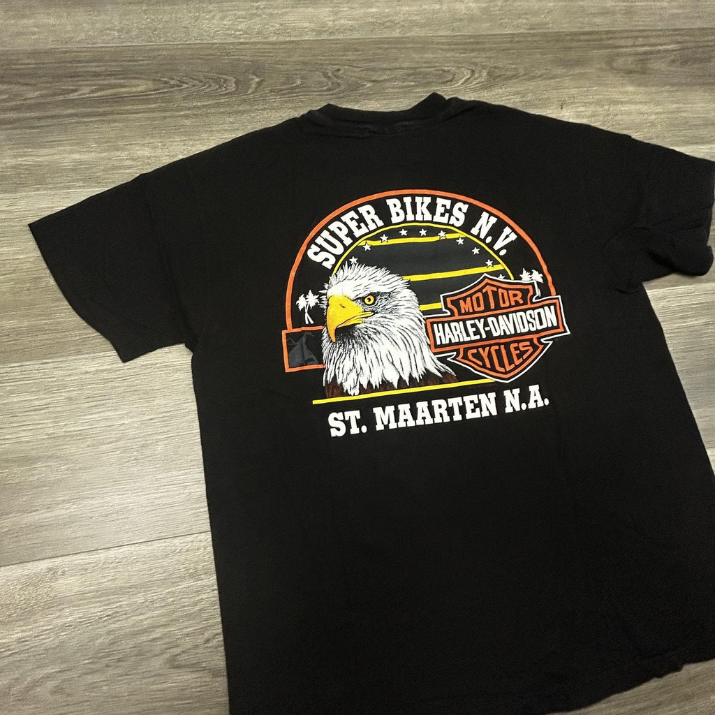 Vintage Harley Davidson Shirt Mens Large Black Eagle Single Stitch 1993 90s USA