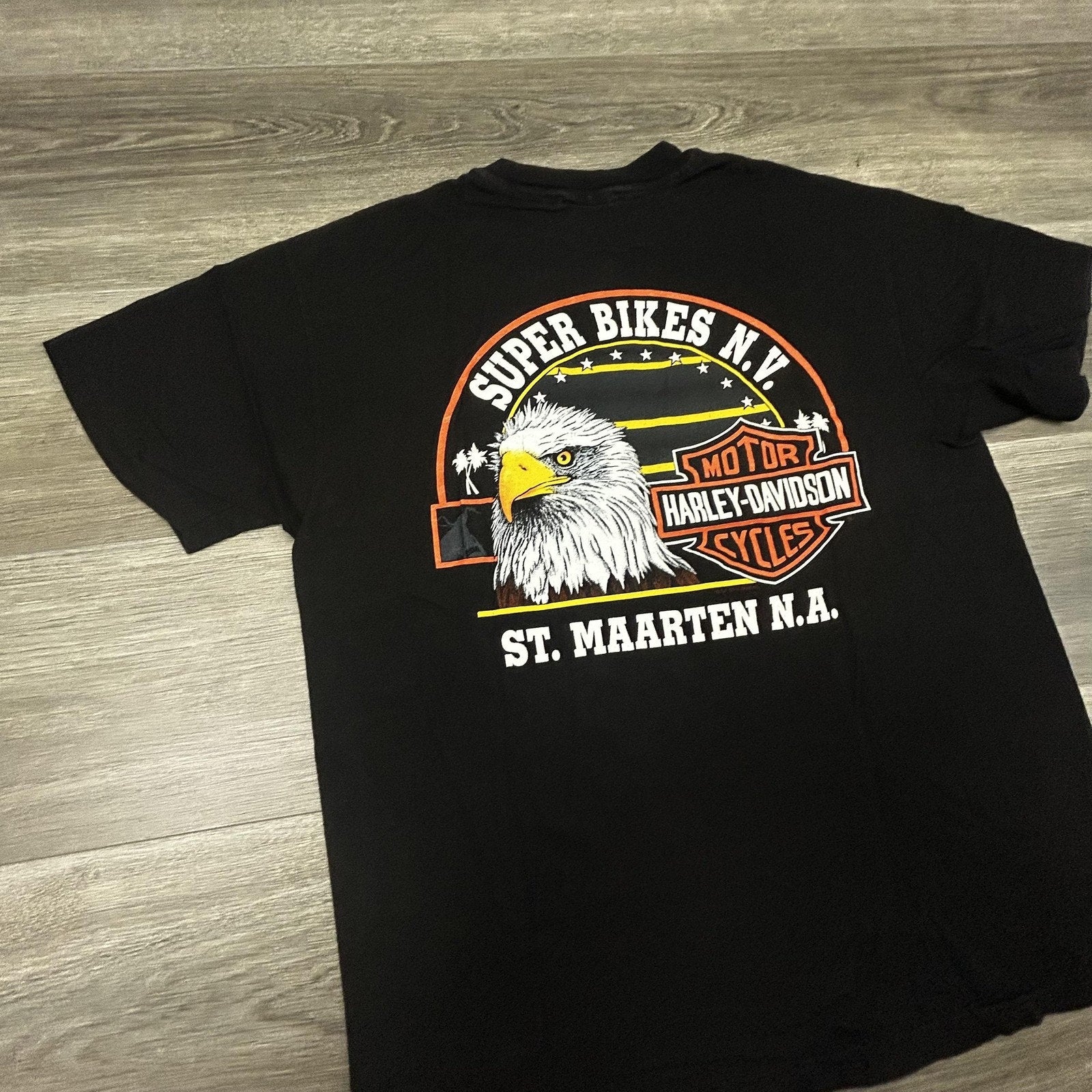 Vintage Harley Davidson Shirt Mens Large Black Eagle Single Stitch 1993 90s USA