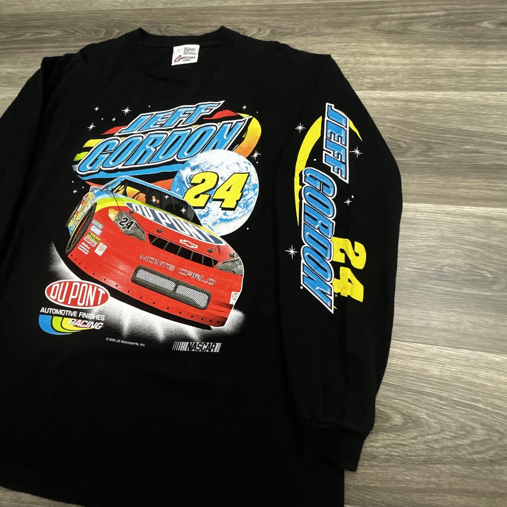 Vintage Nascar Jeff Gordon Shirt Mens Large Black Long Sleeve DuPont Racing 90s