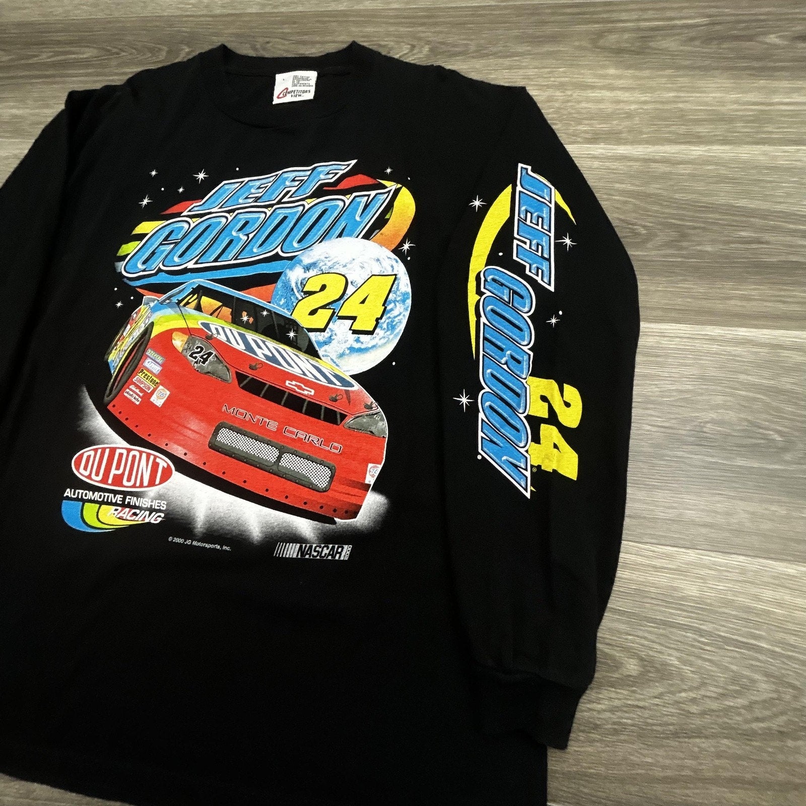 Vintage Nascar Jeff Gordon Shirt Mens Large Black Long Sleeve DuPont Racing 90s