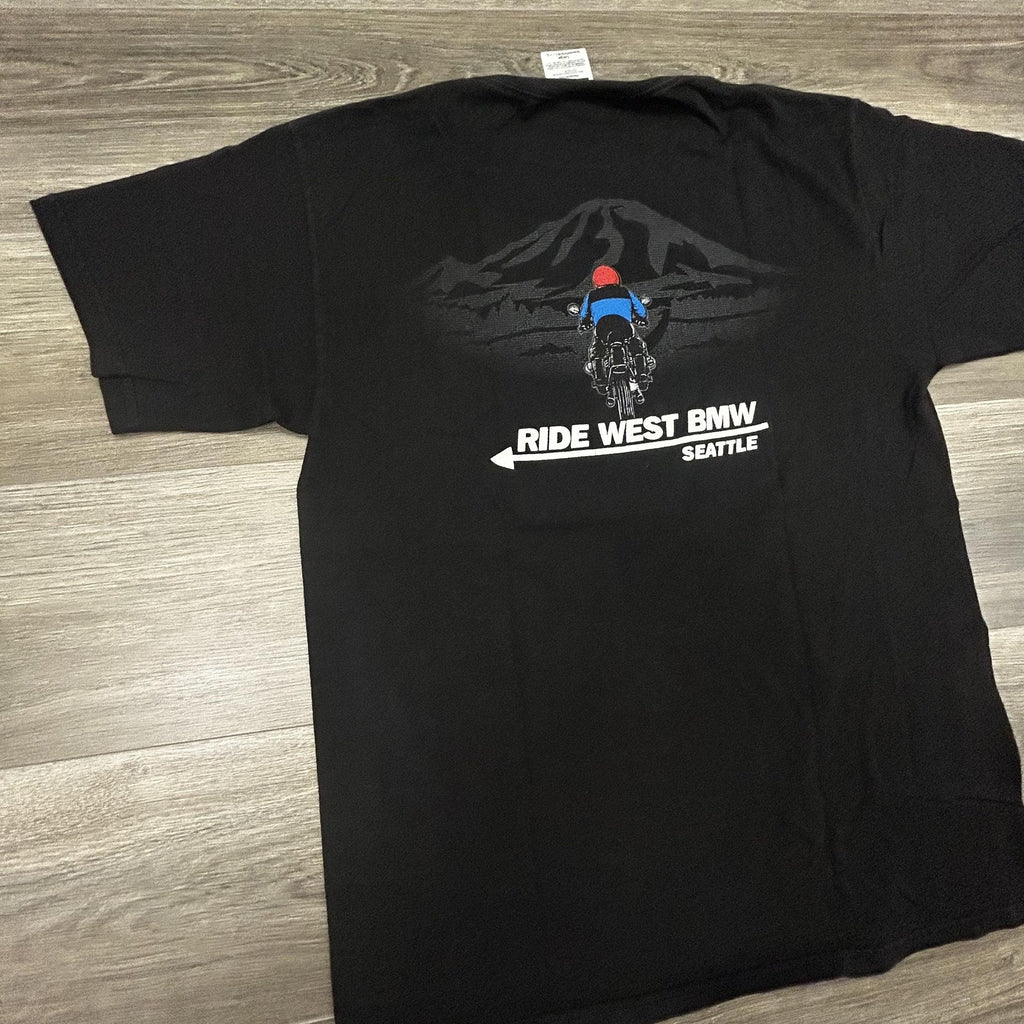 Vintage BMW Motorcycle Shirt Mens Large Black Racing Biker Seattle Beamer 90s