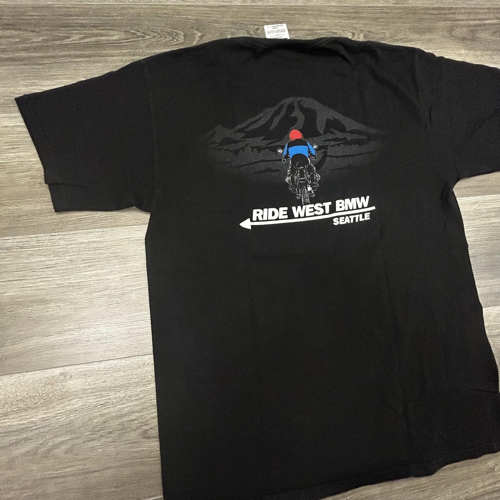Vintage BMW Motorcycle Shirt Mens Large Black Racing Biker Seattle Beamer 90s