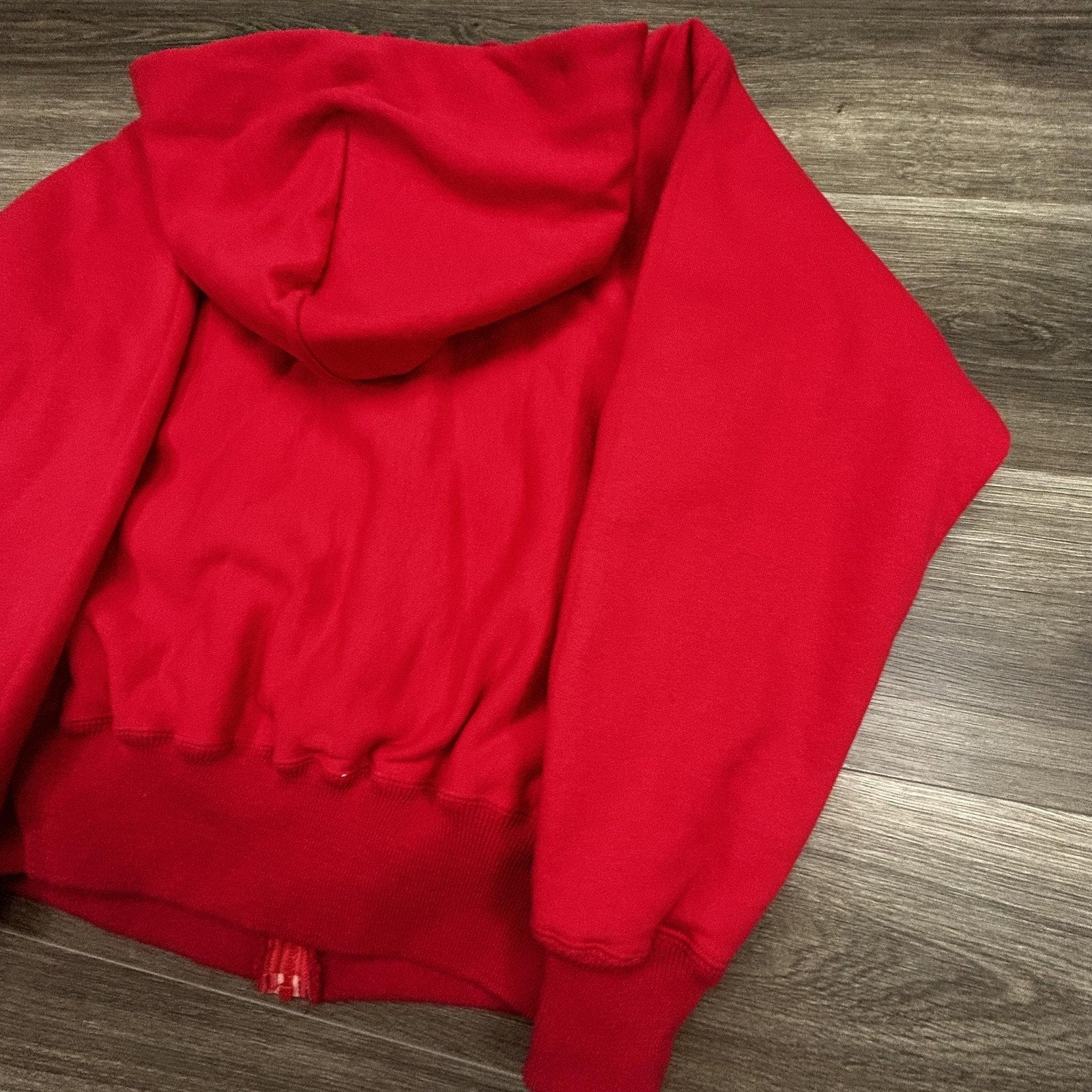 Vintage Kellsport Full Zip Hoodie Mens Small Red Knit Thermal Lined Waffle USA
