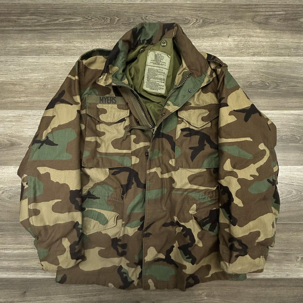 Vintage US Military M65 Field Jacket Mens Medium Long Camo Coat Cold Weather 90s