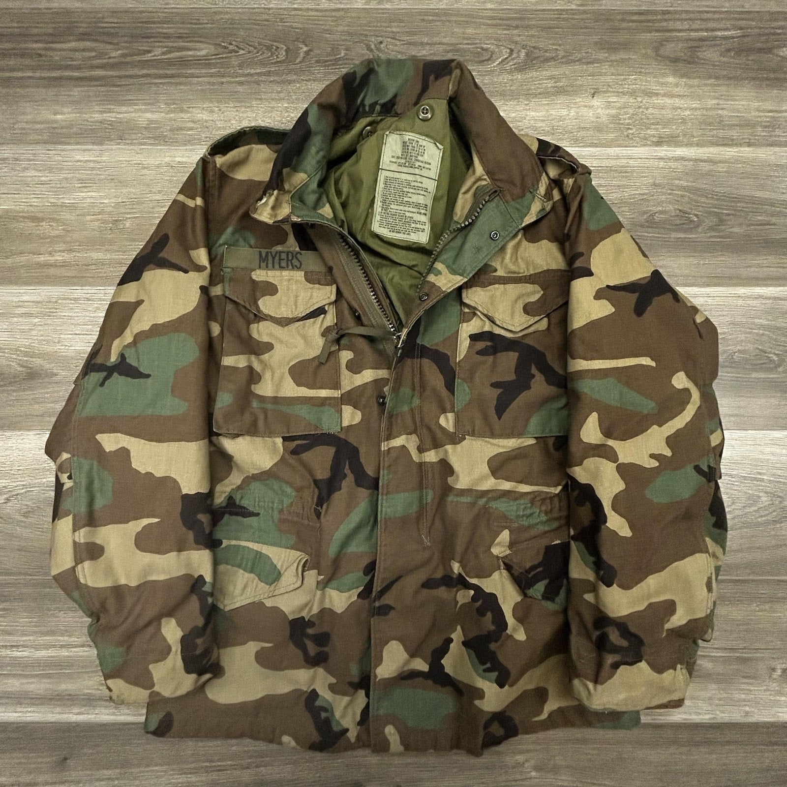 Vintage US Military M65 Field Jacket Mens Medium Long Camo Coat Cold Weather 90s