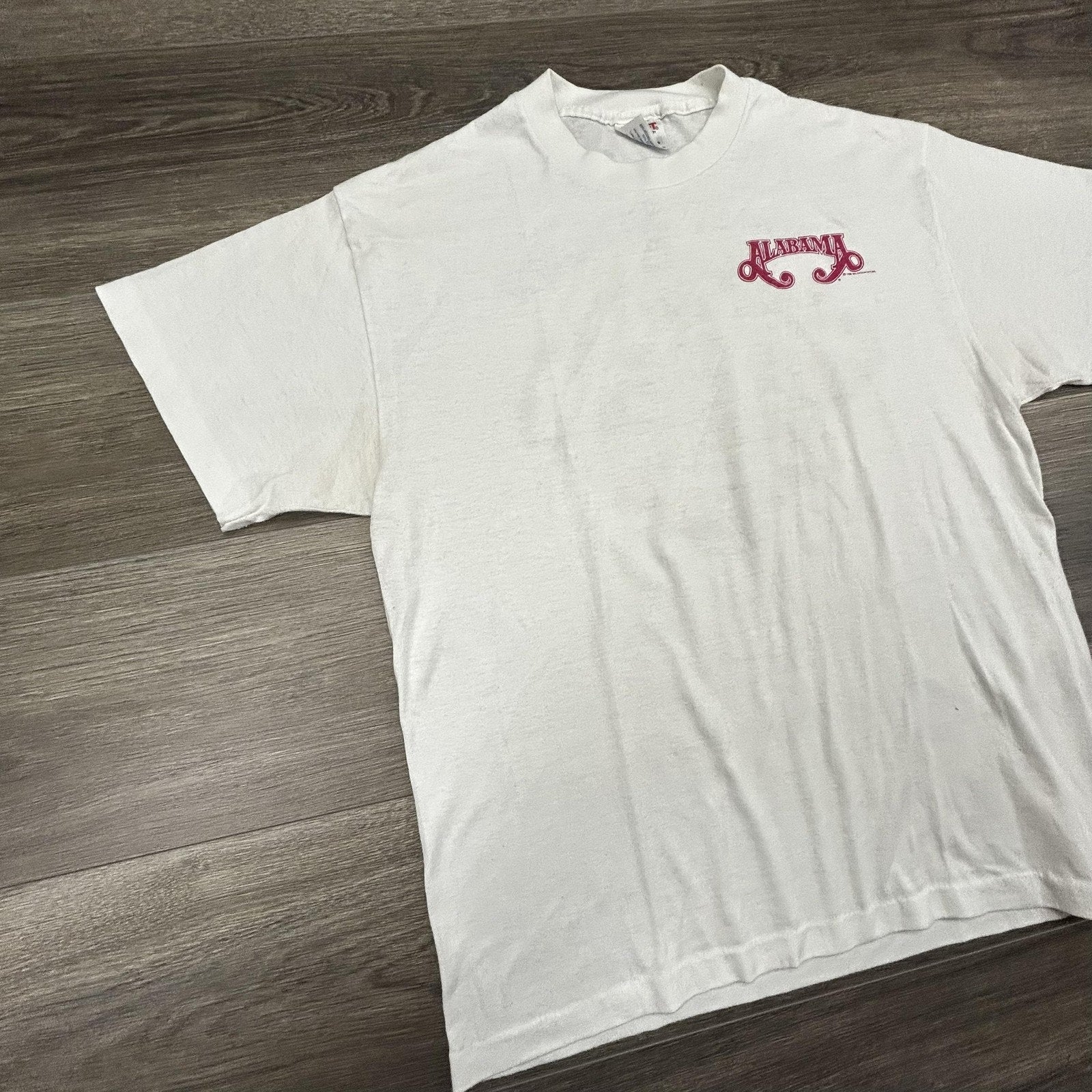 Vintage Alabama Shirt Mens Large White Pass It On Down Tour 1990 90s Made USA