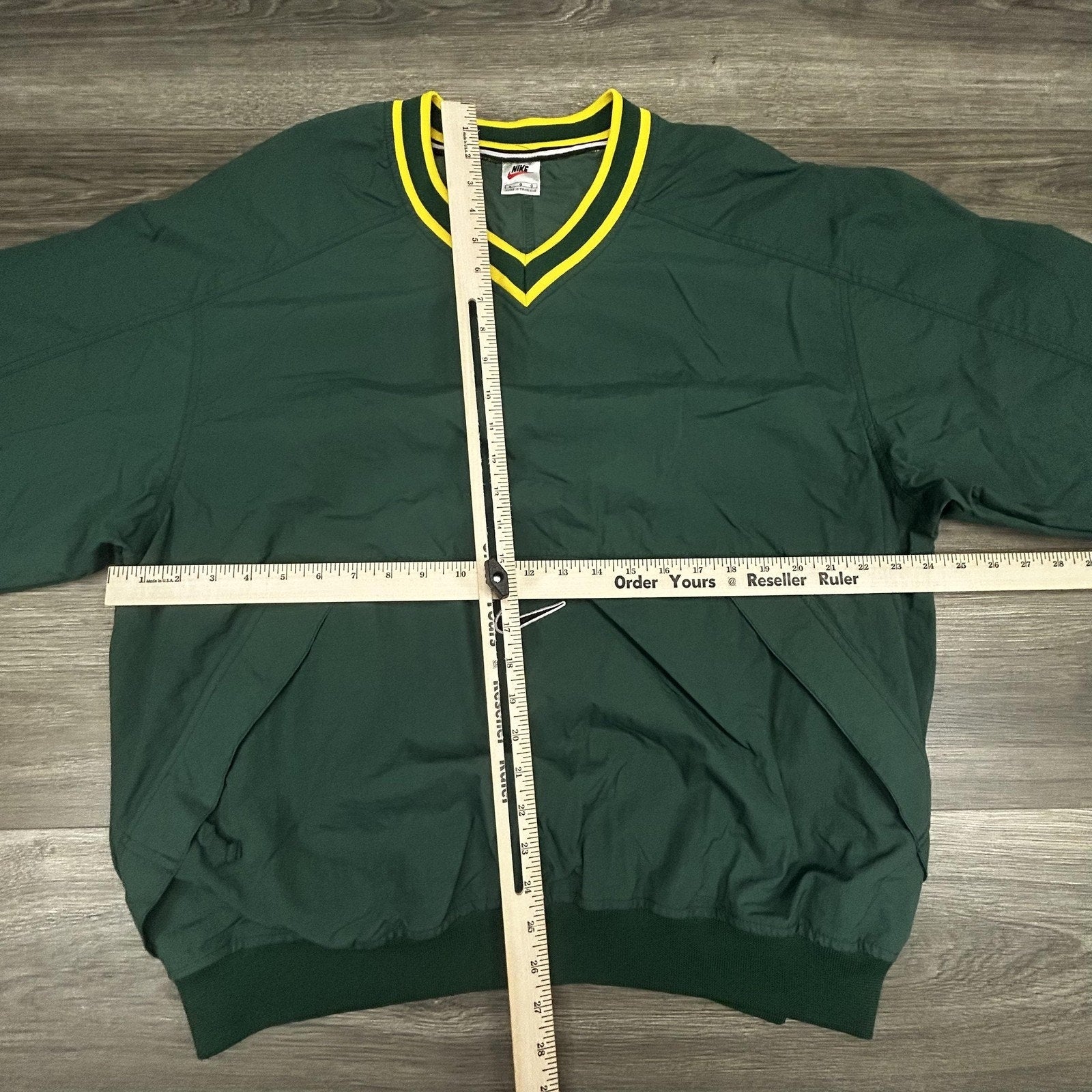 Vintage Nike Pullover Jacket Mens Large Green Yellow Oregon Center Swoosh 90s