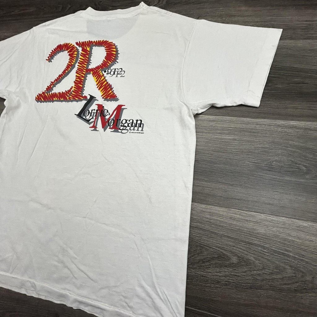 Vintage Lorrie Morgan Shirt Mens Large White 2R Photo Graphic Country 1992 90s