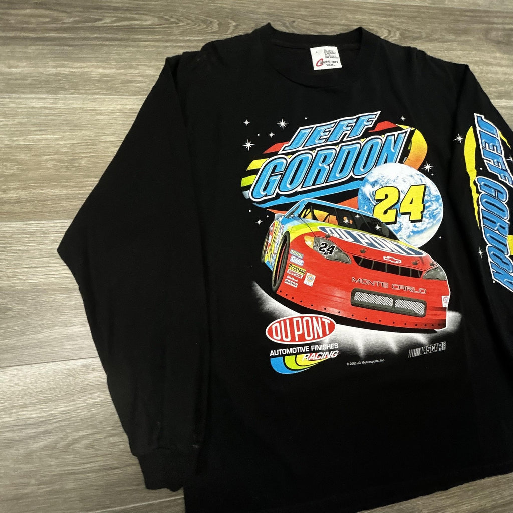 Vintage Nascar Jeff Gordon Shirt Mens Large Black Long Sleeve DuPont Racing 90s