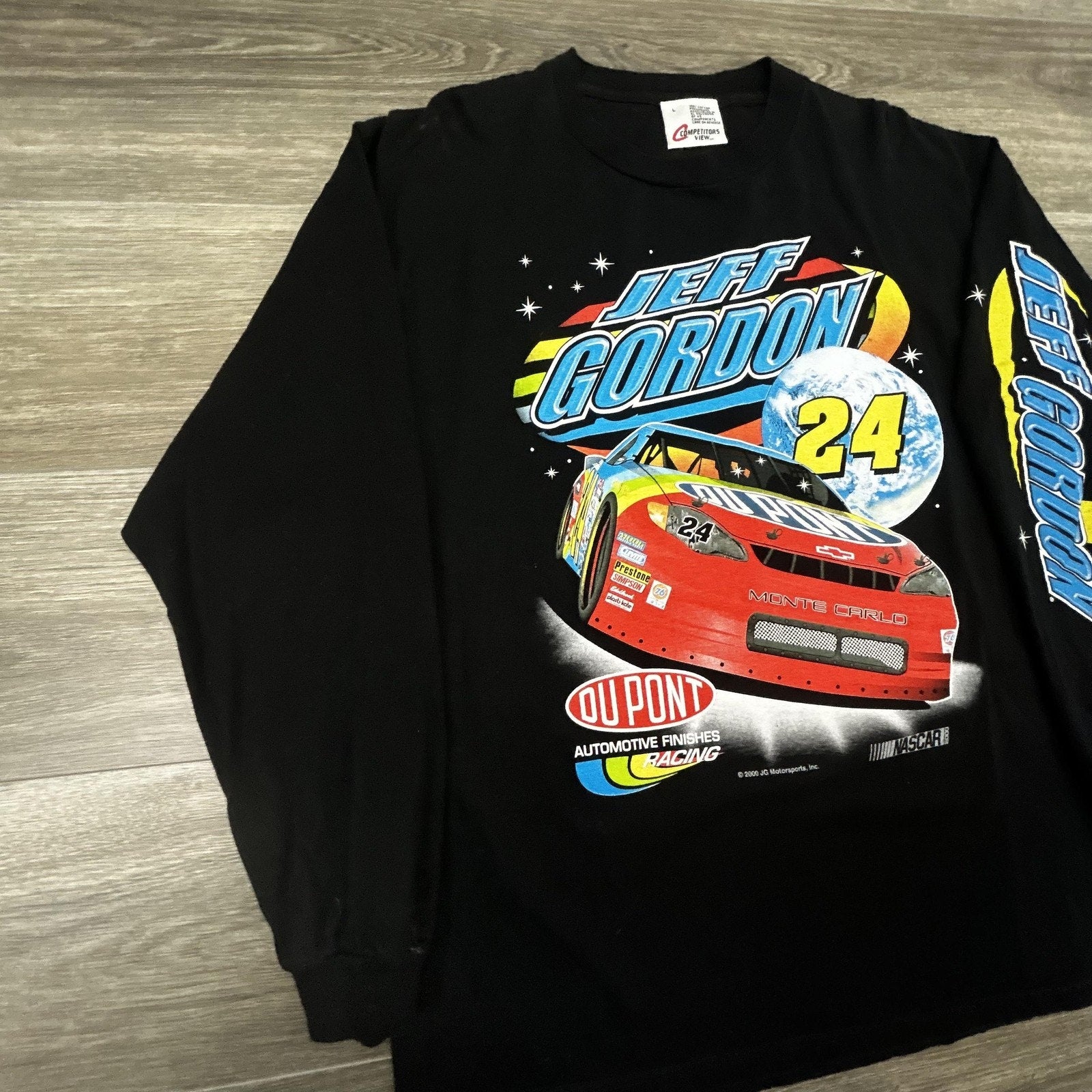 Vintage Nascar Jeff Gordon Shirt Mens Large Black Long Sleeve DuPont Racing 90s