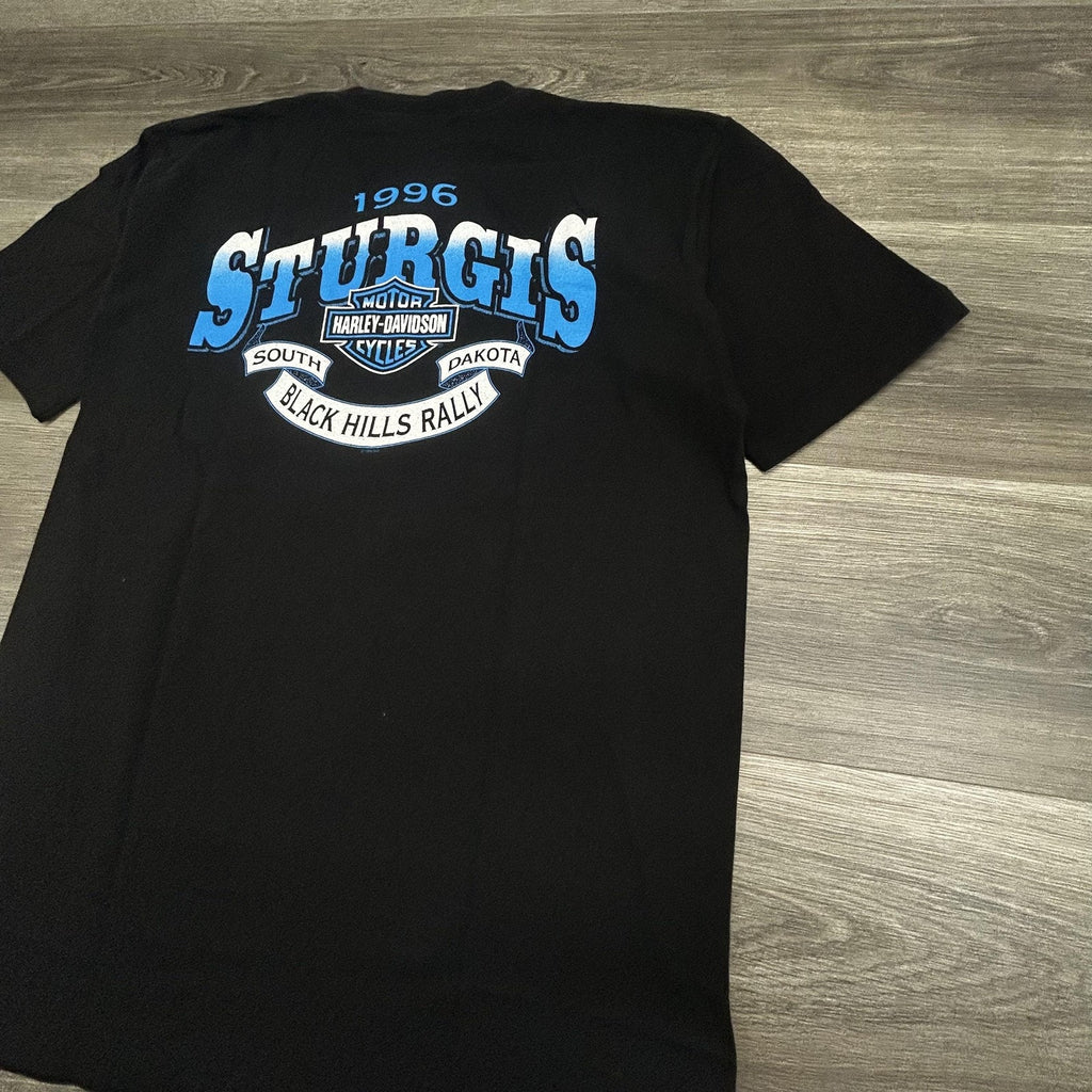 Vintage Harley Davidson Sturgis Shirt Mens Large Black Flames Single Stitch 90s