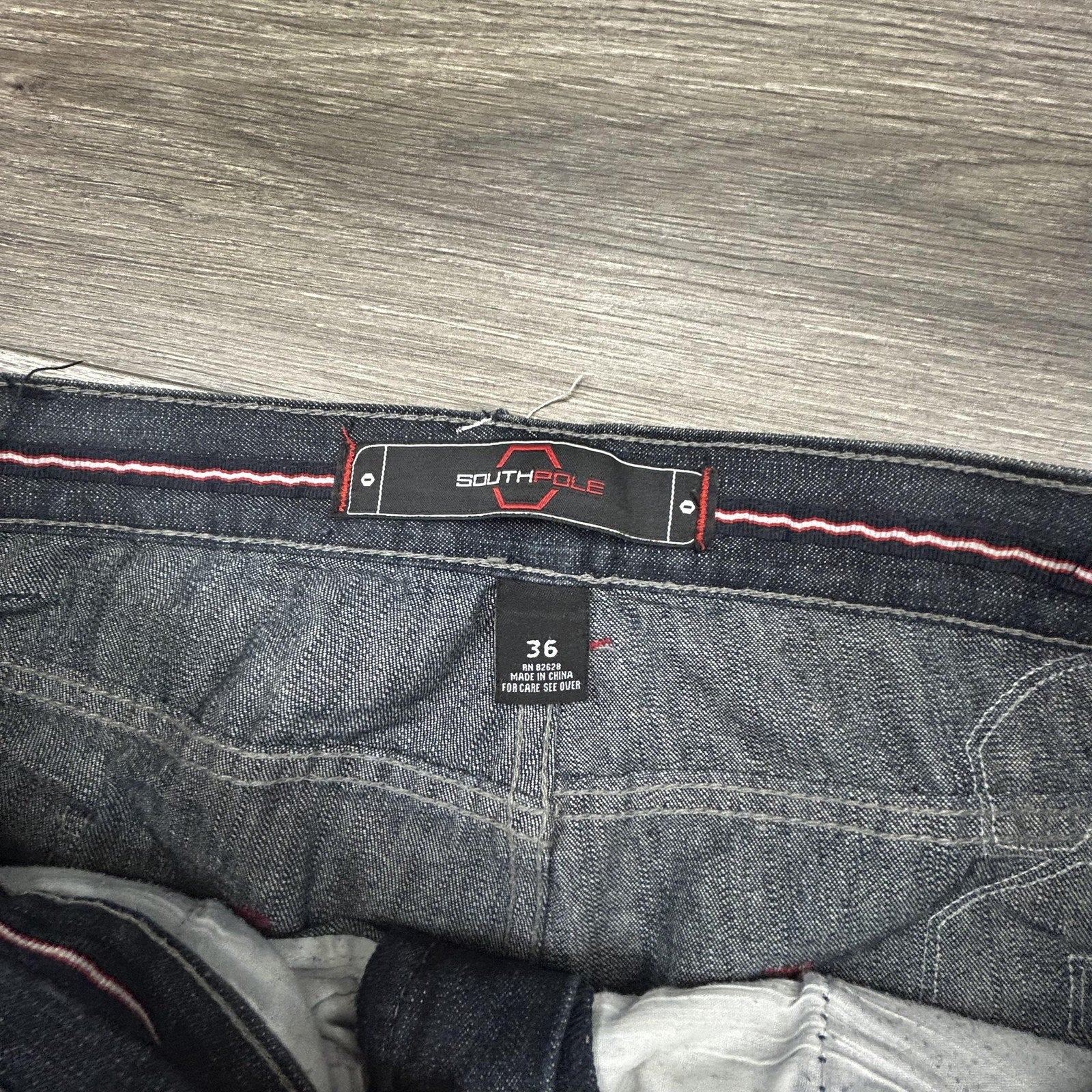 Vintage Southpole Jeans Mens 36x30 Dark Wash Baggy Wide Leg Denim Logo Y2K