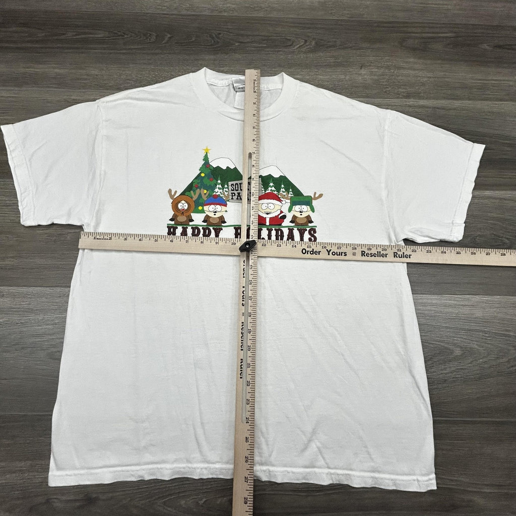 Vintage South Park Shirt Mens Large White Happy Holidays Cartman Christmas 2004
