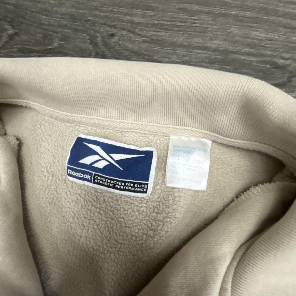 Vintage Reebok 1/4 Zip Pullover Sweatshirt Mens Large Beige Mock Neck 90s Jacket