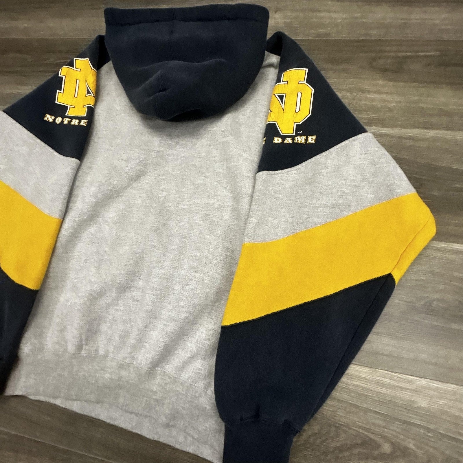 Vintage Notre Dame Fighting Irish Hoodie Mens XL Gray Football Sweatshirt 90s