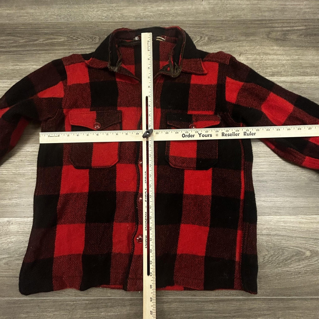 True Vintage 50s Woolrich Flannel Shirt Jacket Mens Medium Buffalo Plaid USA