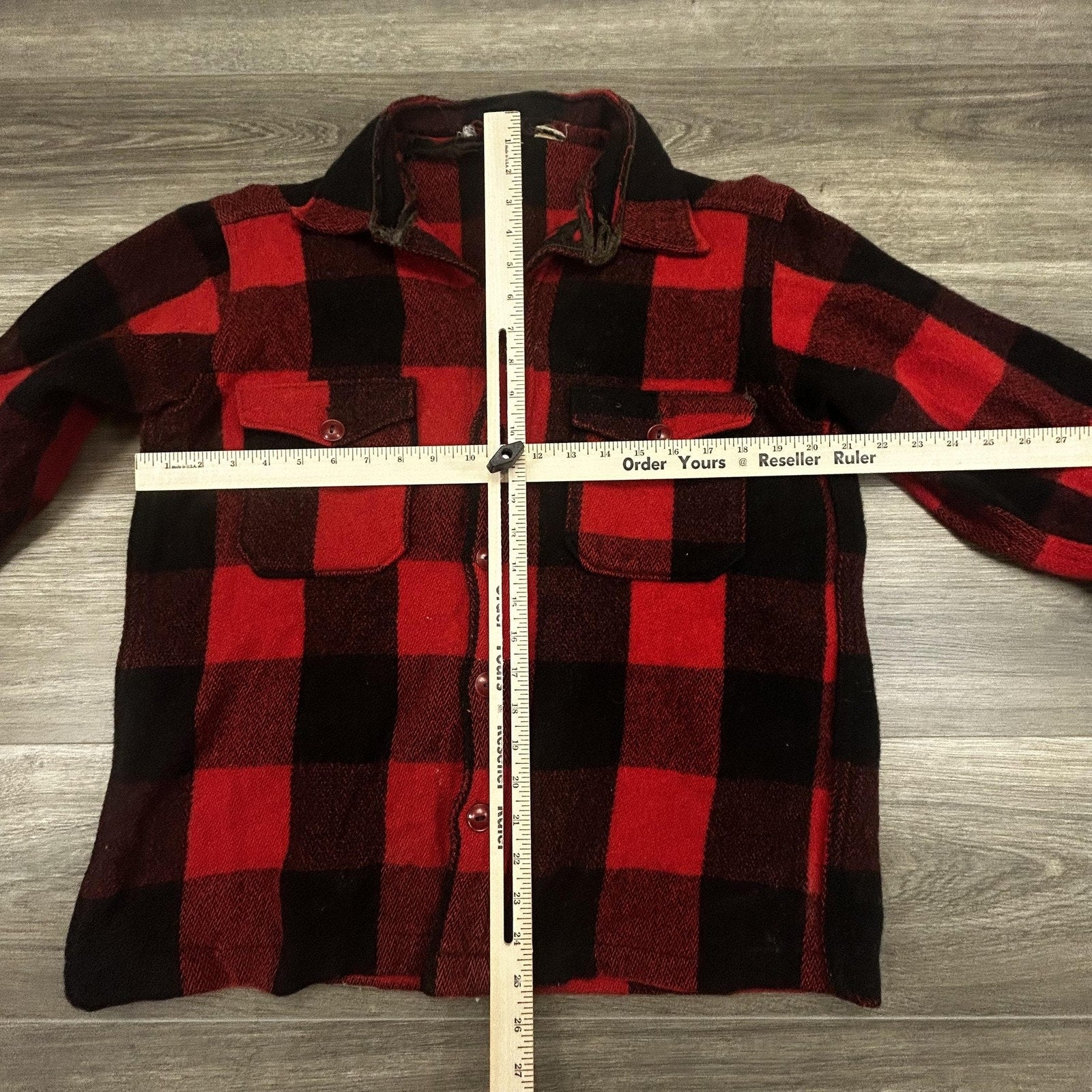 True Vintage 50s Woolrich Flannel Shirt Jacket Mens Medium Buffalo Plaid USA