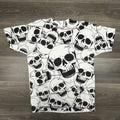 Vintage Skull AOP Shirt Mens Large White Solar-T Biker Punk Single Stitch 90s