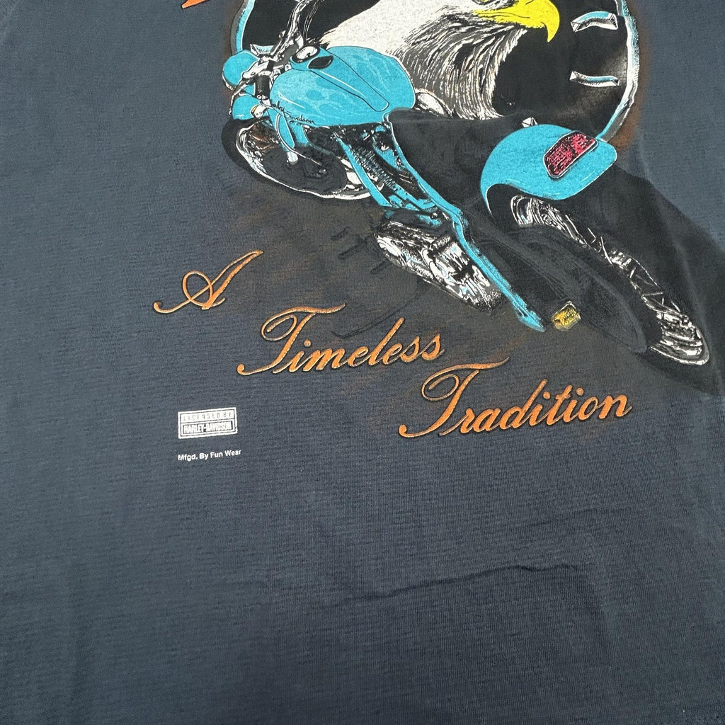 Vintage 80s Harley Davidson Shirt Mens Large Gray Eagle Motorcycle Single Stitch