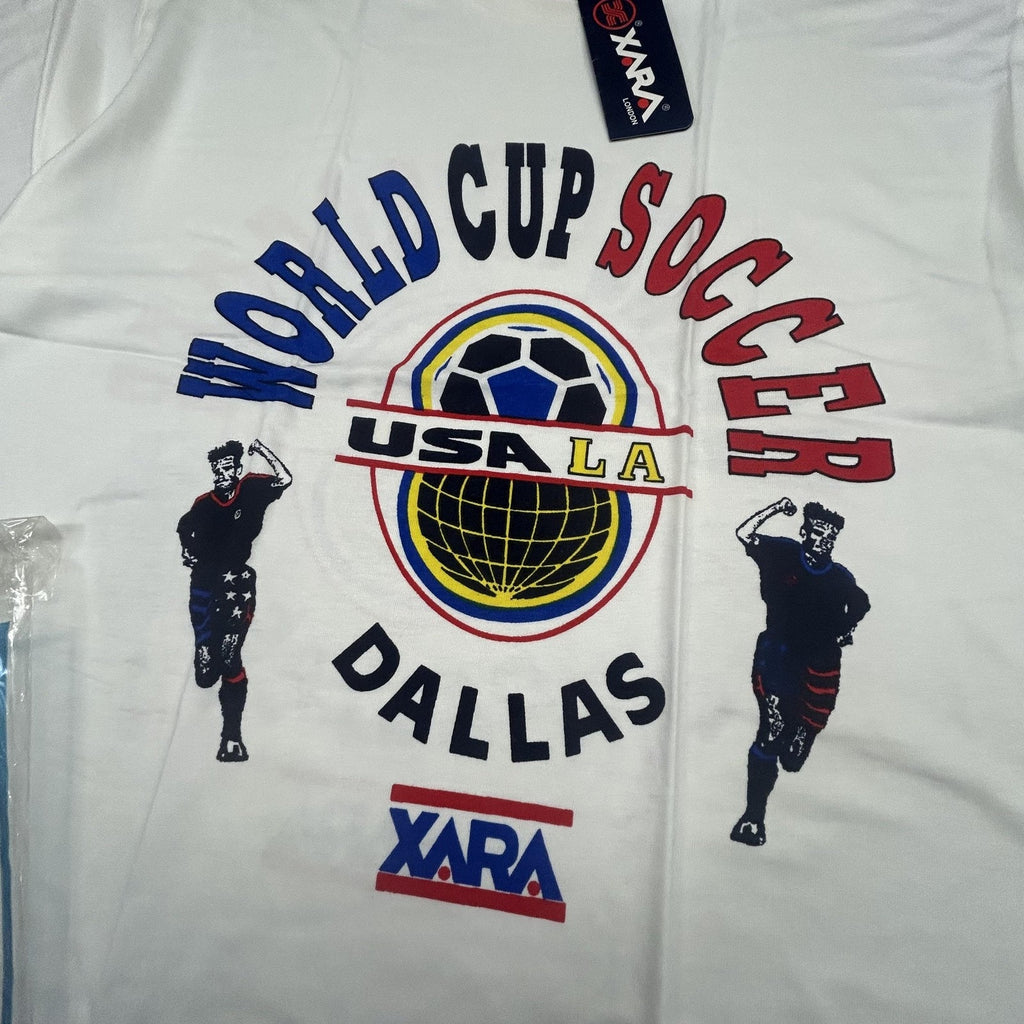 Vintage World Cup Shirt Mens XL White Dallas LA XARA Soccer Deadstock USA 90s