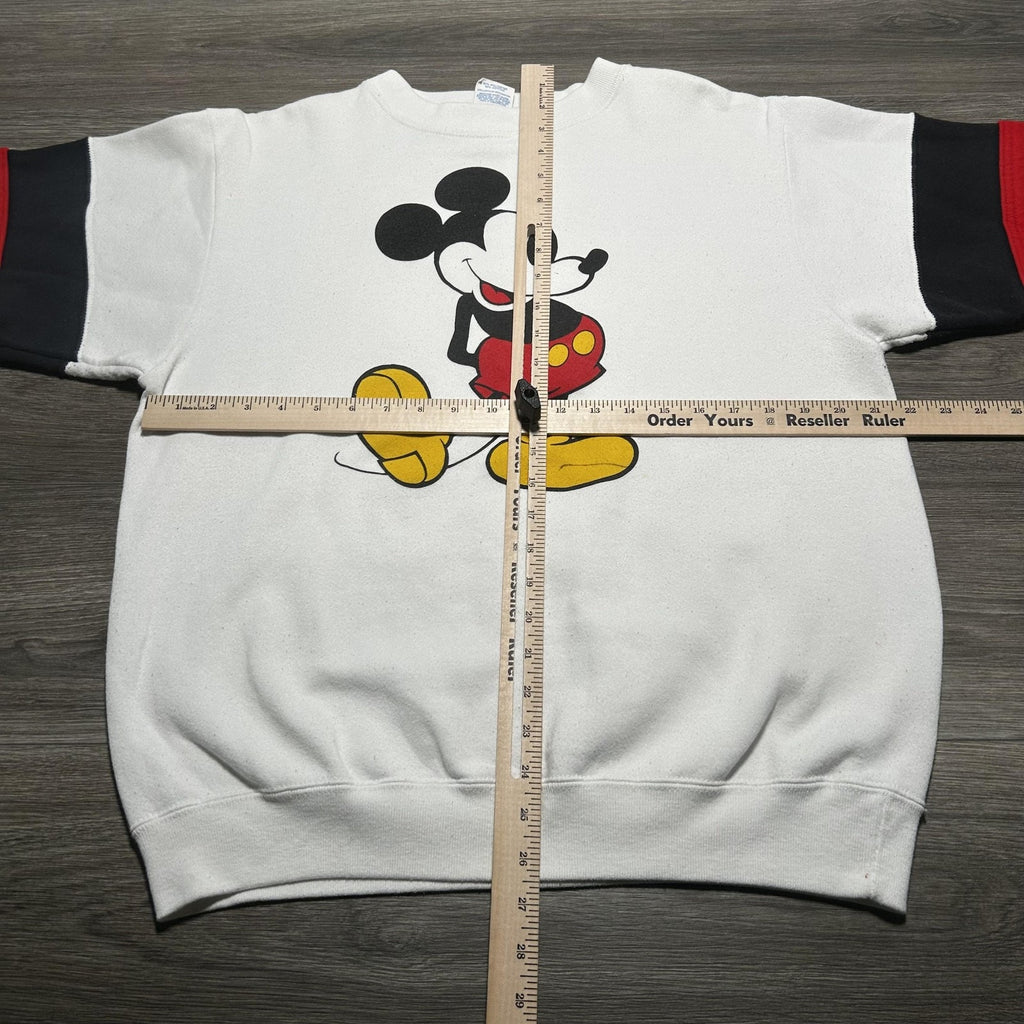 Vintage Disney Mickey Mouse Sweatshirt Mens XL White Graphic Rugby 90s Made USA