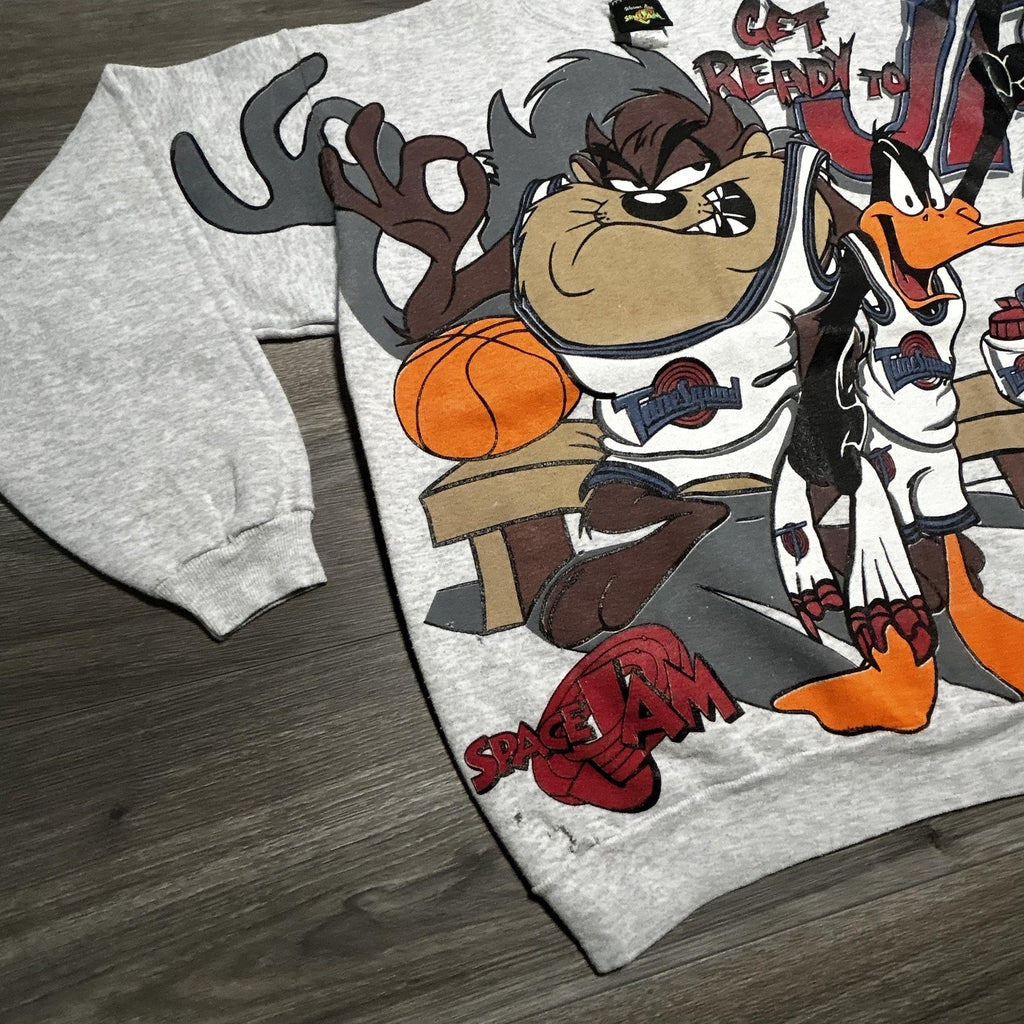 Vintage Space Jam Looney Tunes Sweatshirt Mens Medium Daffy Taz Jordan 90s USA