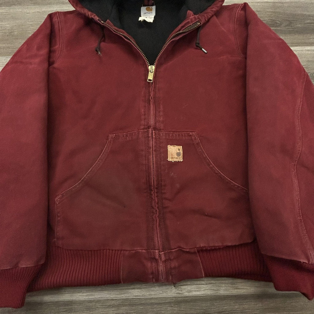Vintage Carhartt Jacket Mens Medium Tall Red Canvas J130 CRI Crimson 90s USA