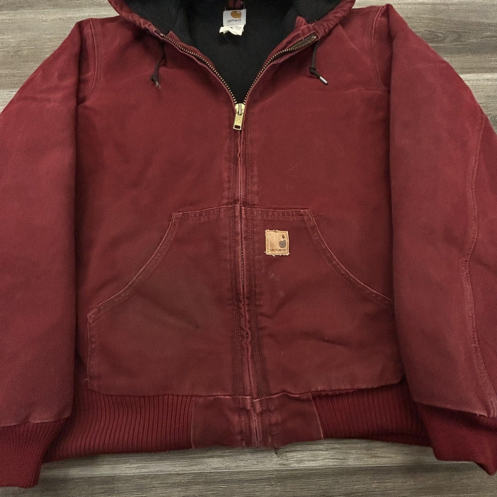 Vintage Carhartt Jacket Mens Medium Tall Red Canvas J130 CRI Crimson 90s USA
