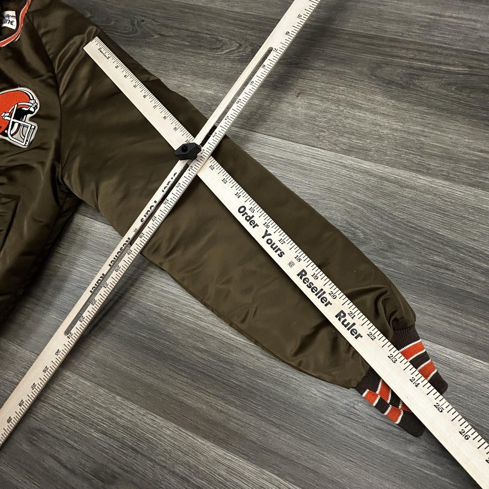 Vintage Cleveland Browns Satin Bomber Jacket Mens Small Brown Chalk Line 90s