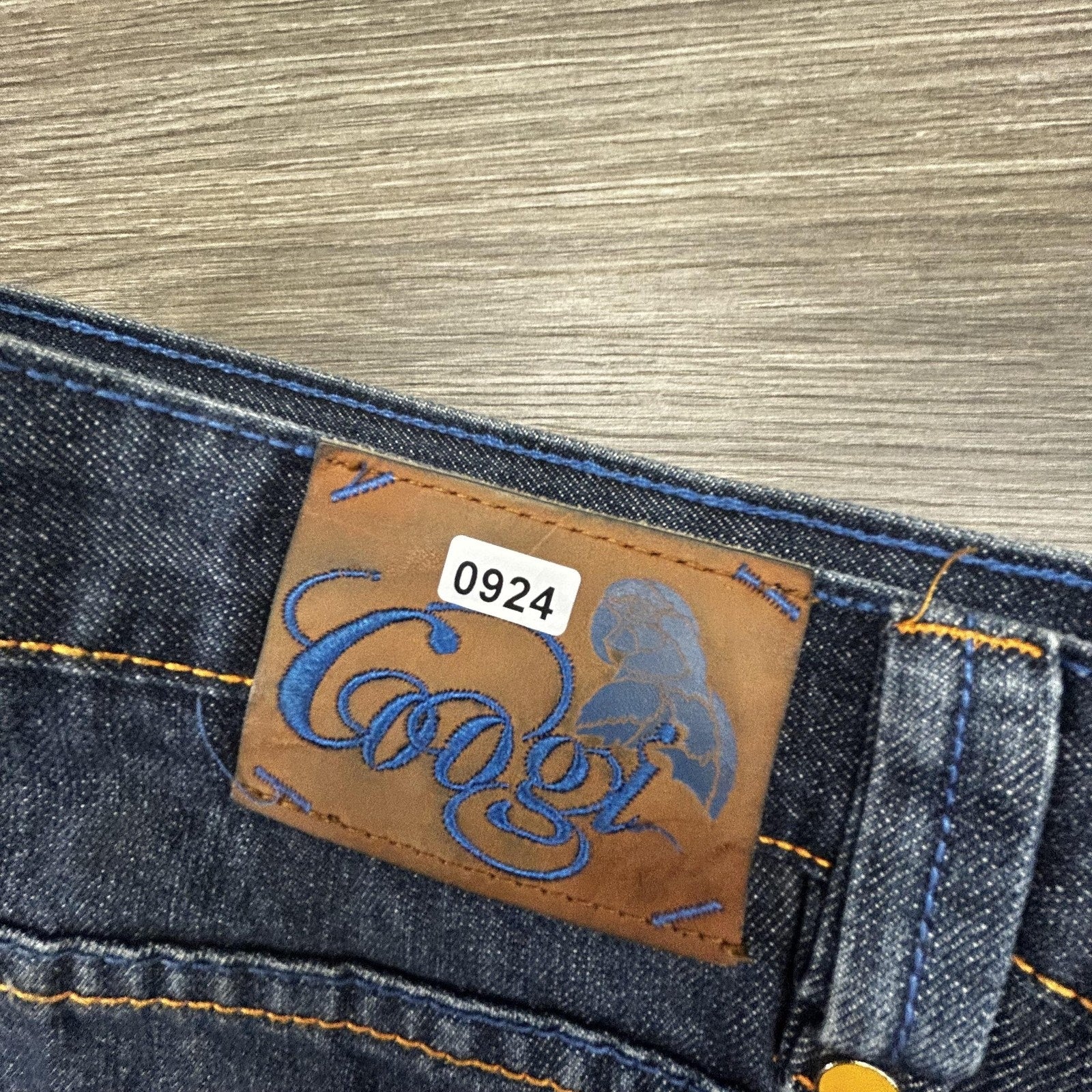 Vintage Coogi Jeans Mens 40x32 Dark Wash Baggy Wide Leg Embroidered Pockets Y2K