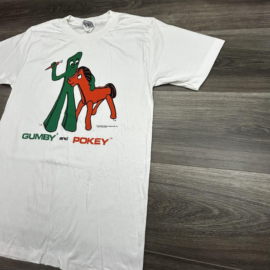 Vintage Gumby Pokey Shirt Mens Medium White Single Stitch Hanna Barbera 1986 80s