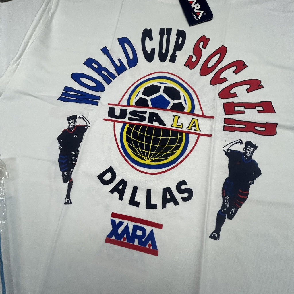 Vintage World Cup Shirt Mens Large White Dallas LA XARA Soccer Deadstock USA 90s
