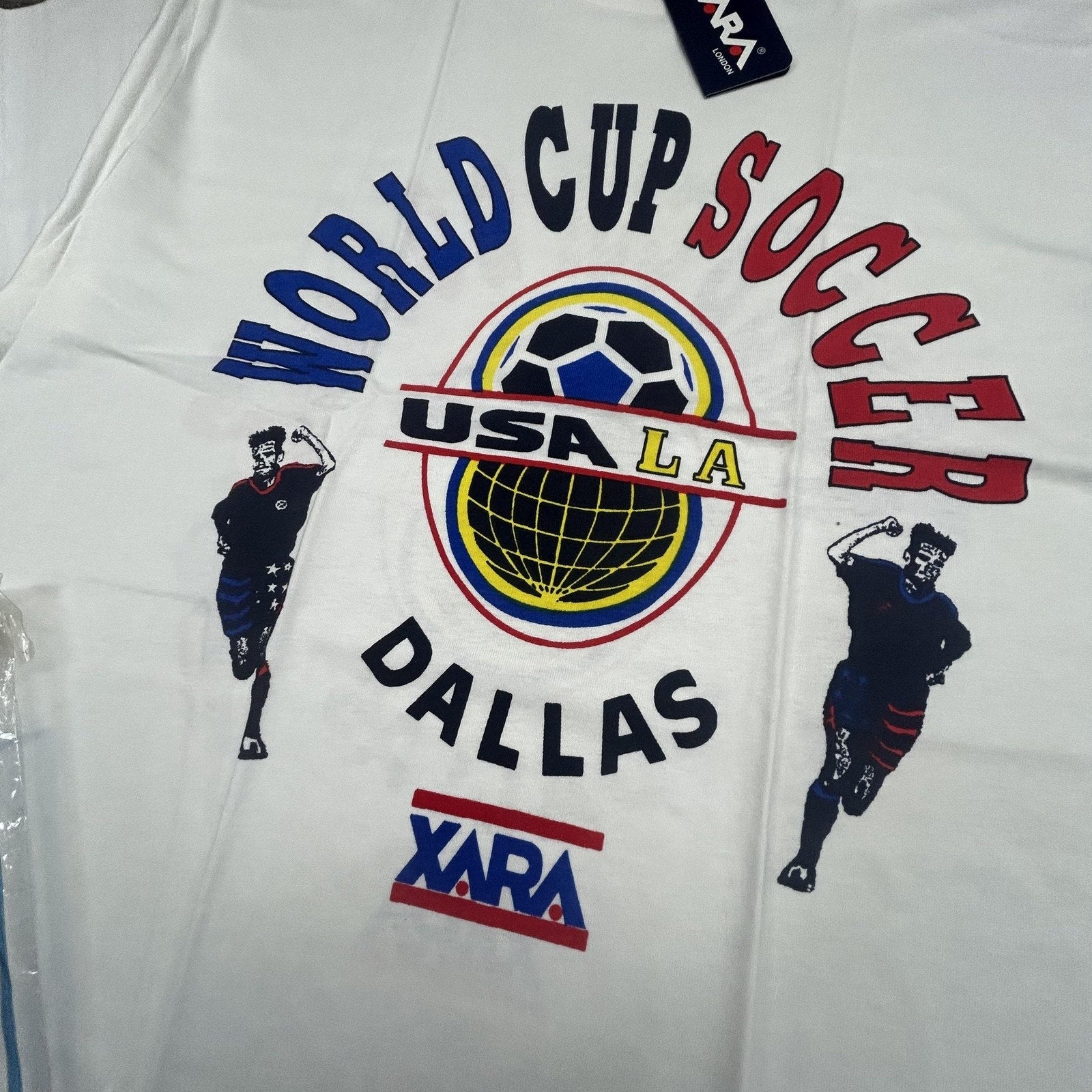 Vintage World Cup Shirt Mens Large White Dallas LA XARA Soccer Deadstock USA 90s