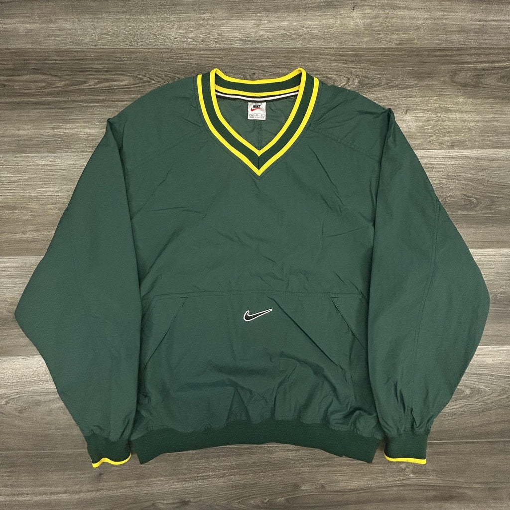 Vintage Nike Pullover Jacket Mens Large Green Yellow Oregon Center Swoosh 90s