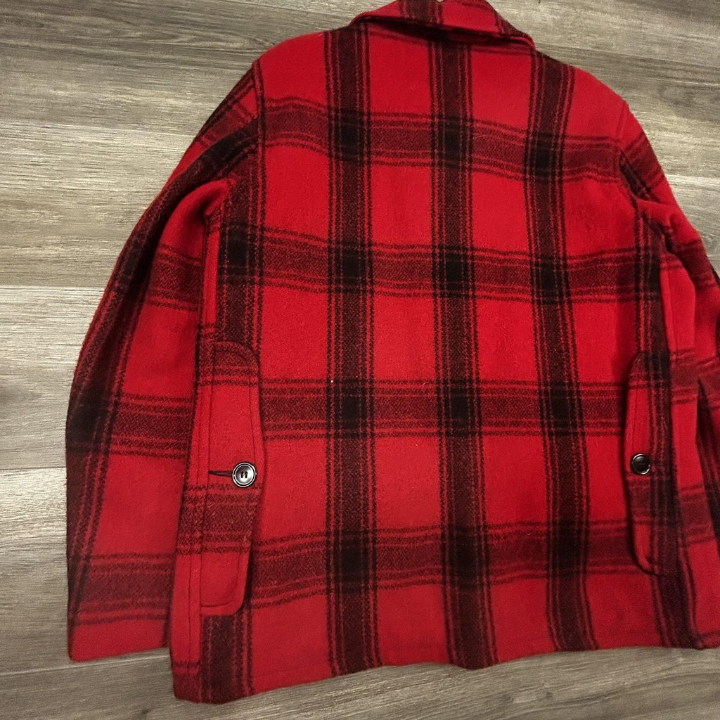Vintage 50s Monterey Club Wool Coat Mens 40 buffalo Plaid Hunting Mackinaw USA
