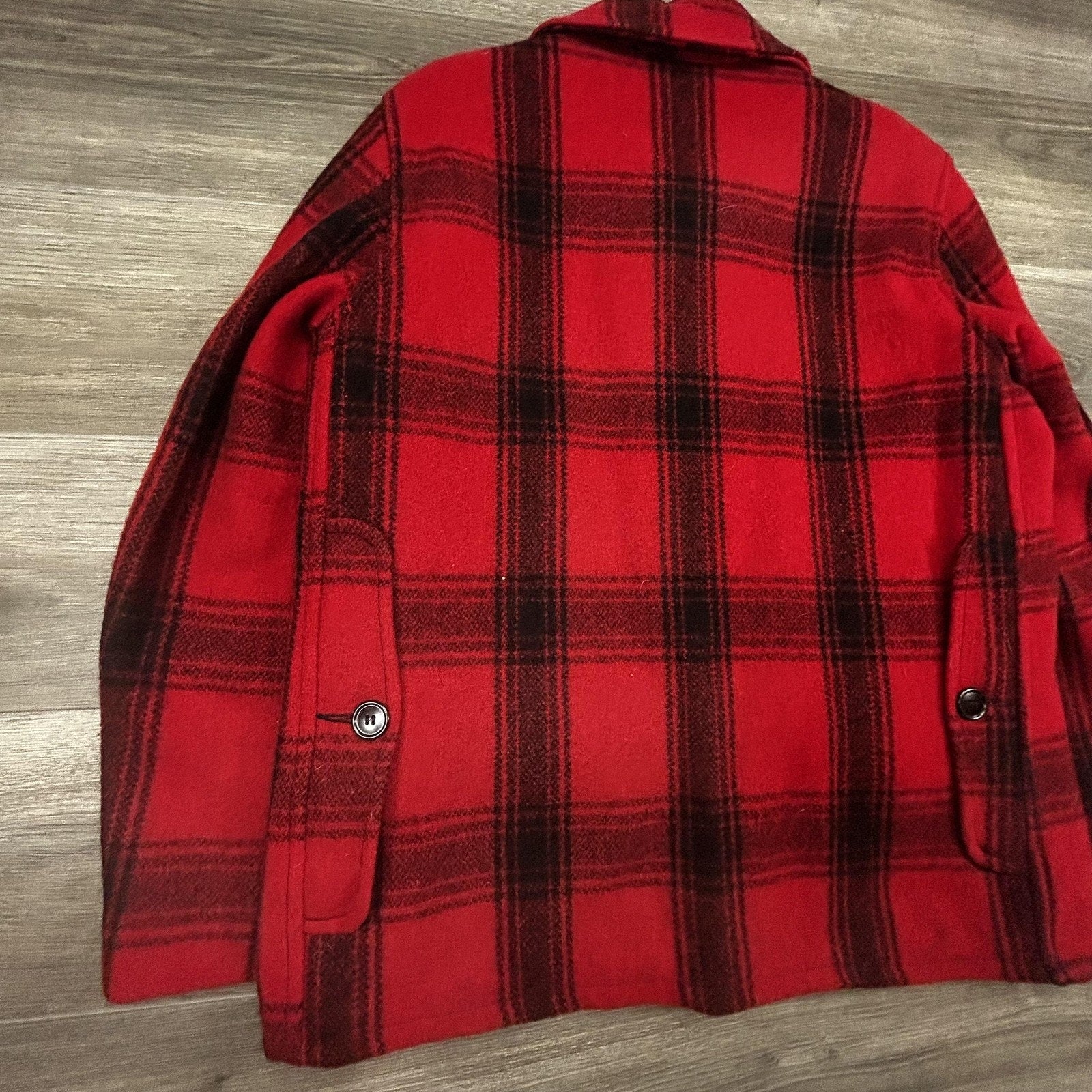 Vintage 50s Monterey Club Wool Coat Mens 40 buffalo Plaid Hunting Mackinaw USA