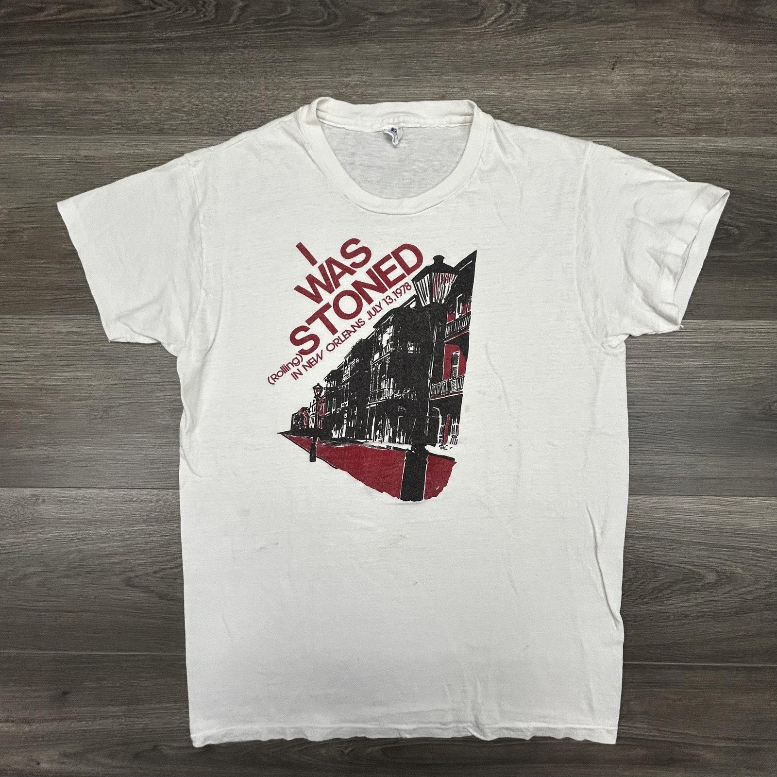 Vintage Rolling Stones Shirt Mens Large White I Was Stoned 1978 New Orleans RARE