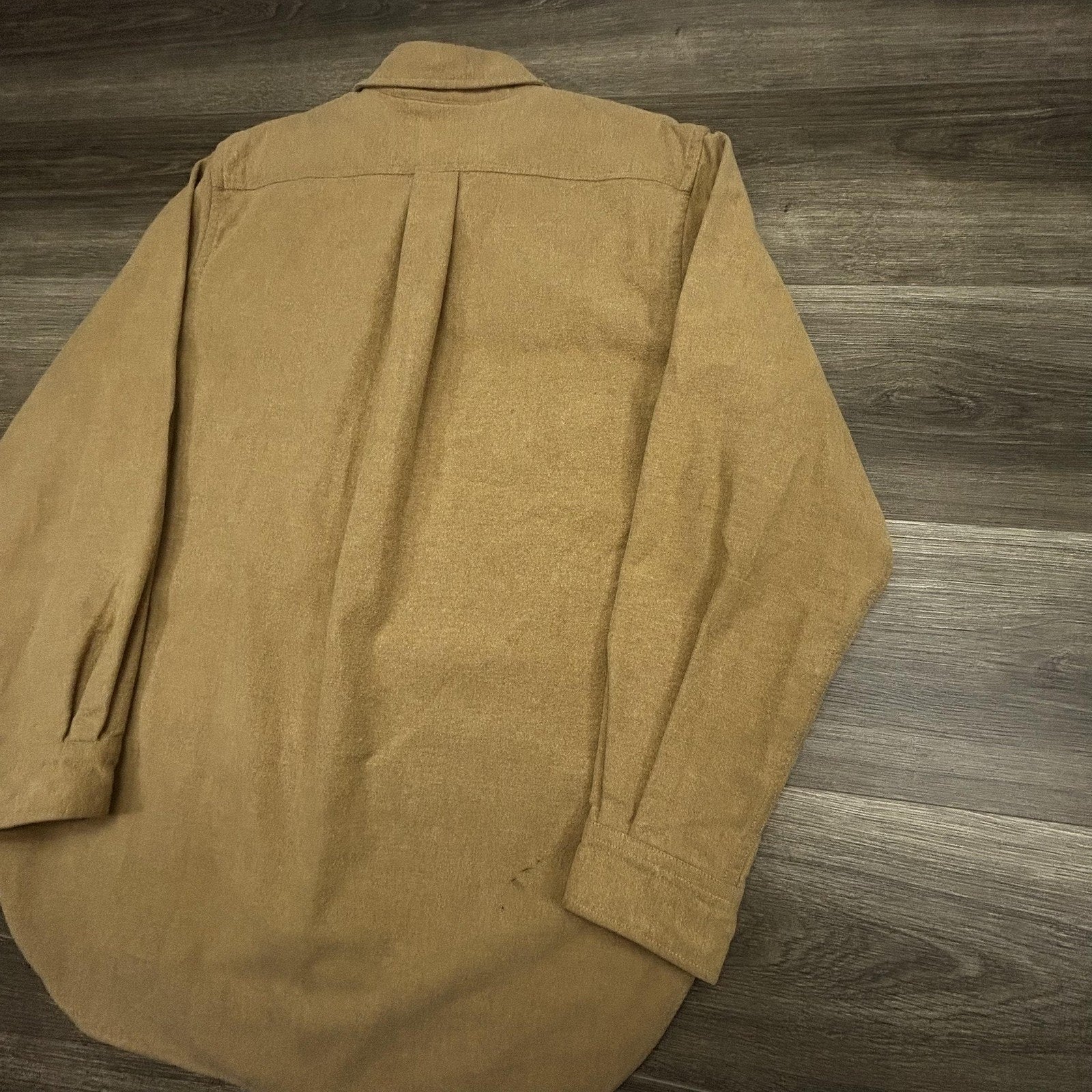 Vintage LL Bean Chamois Flannel Shirt Mens Medium Brown Suede Patches Hunting