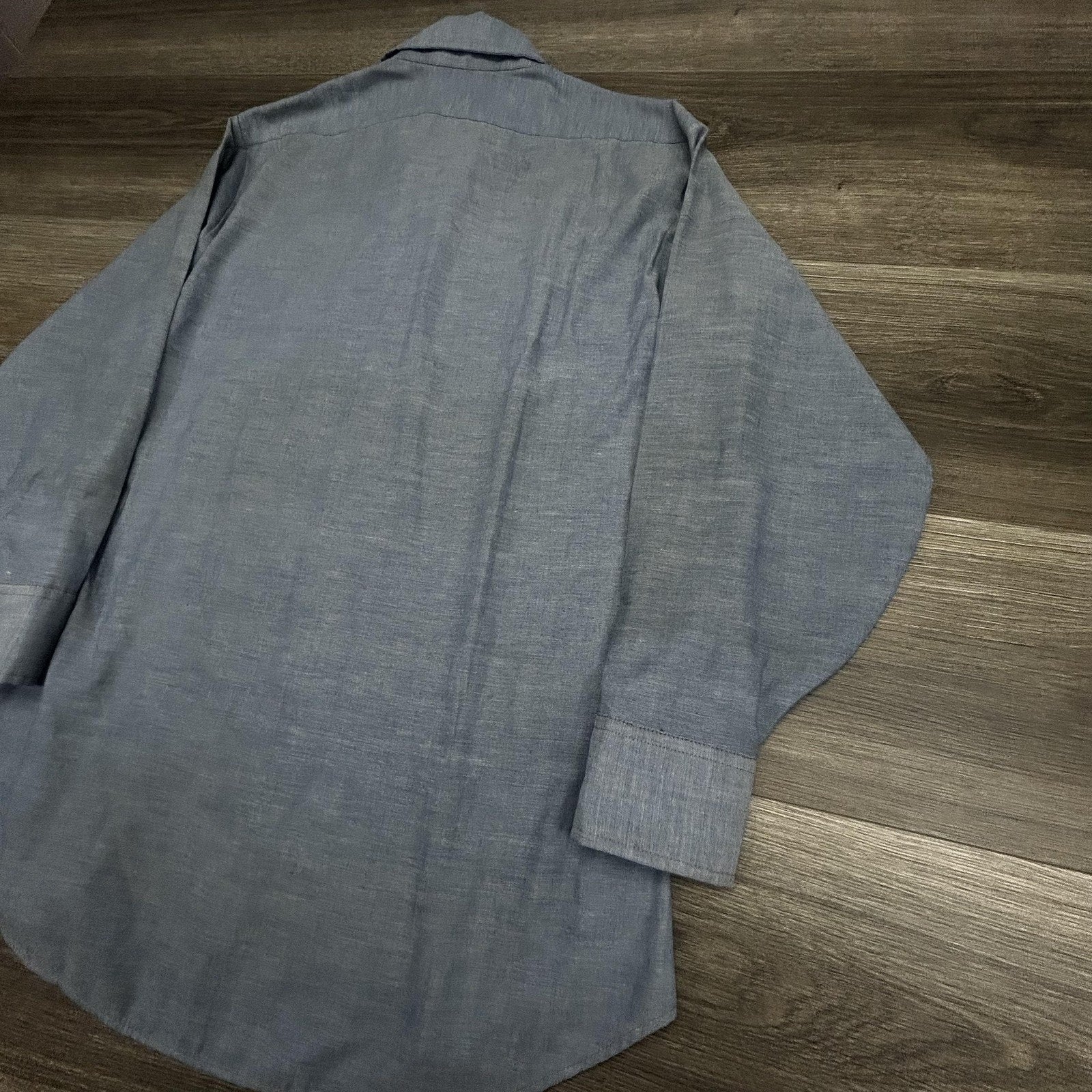 Vintage 70s Levis Denim Shirt Mens Medium Orange Tab Chambray Western Cowboy USA