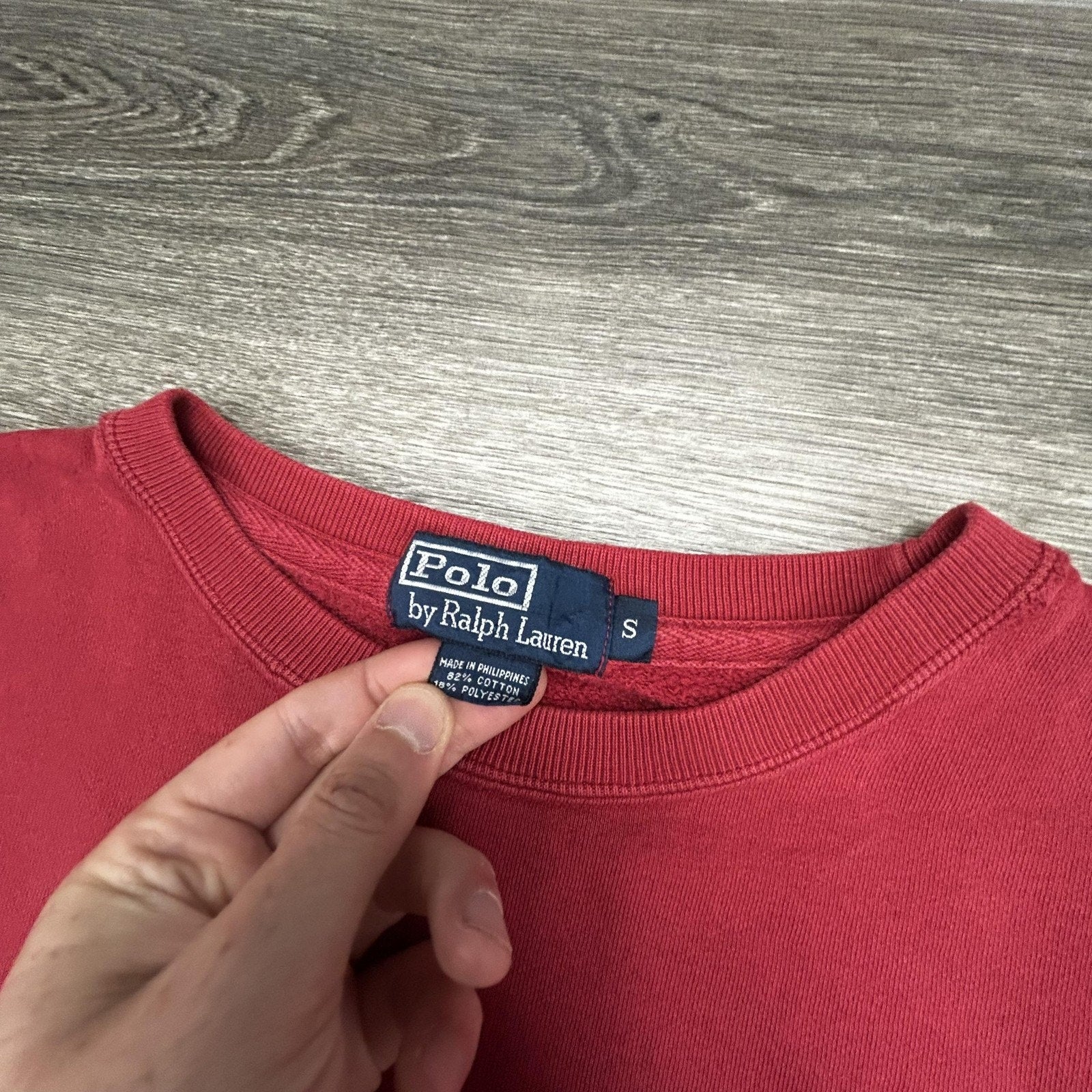 Vintage Polo Ralph Lauren Sweatshirt Mens Small Red Fleece Crewneck Pony 90s