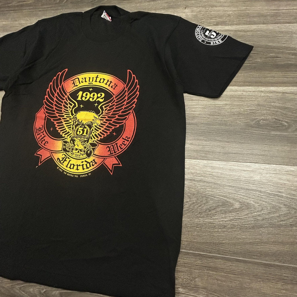 Vintage Daytona Bike Week Shirt Mens Large Black Eagle Single Stitch 90s USA