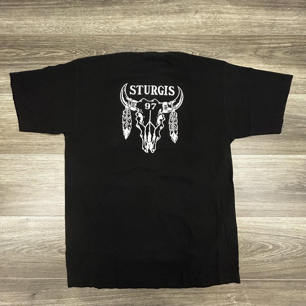 Vintage 90s Sturgis Shirt Mens Large Black Single Stitch Faded 1997 Biker USA