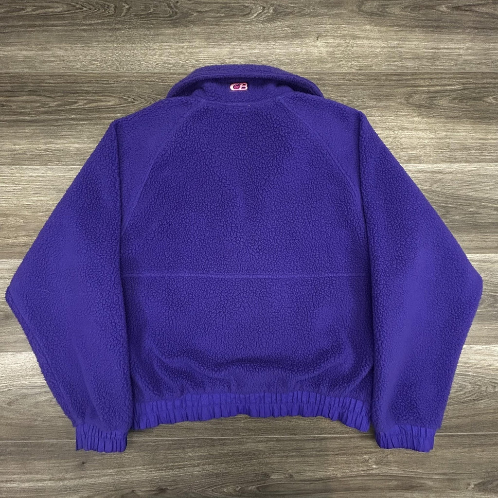 Vintage 90s Ski Bomber Jacket Mens Large Purple Fleece Full Zip Deep Pile Sherpa